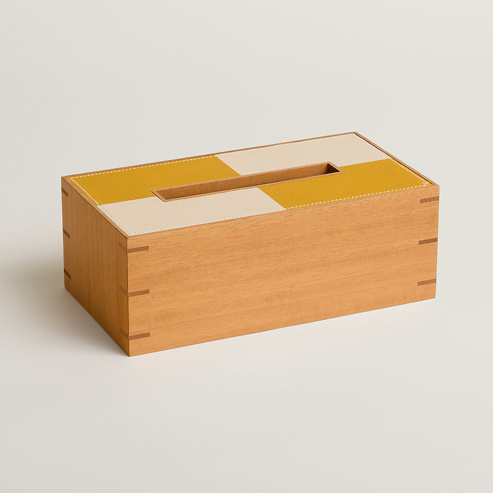 HERMES ティッシュボックス プレイヤード レザー イエロー エルメス ティッシュケース-《プレイヤー